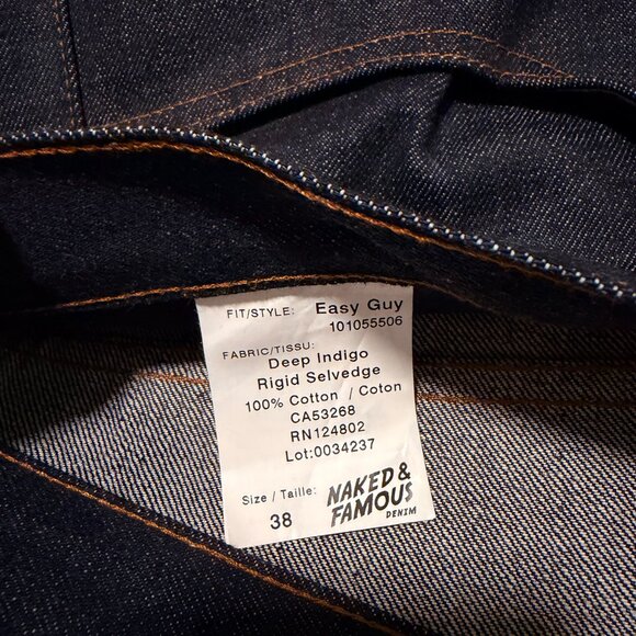 Deep Indigo Rigid Selvedge Sz38x28 NWOT - Picture 3 of 4